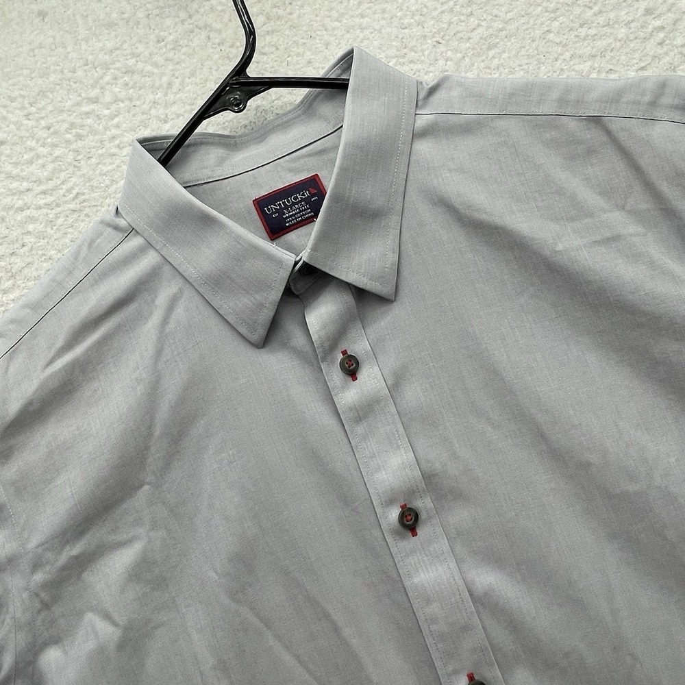 UNTUCKit Shirt Mens XLarge Wrinkle Free Gray Blue Cotton Contrast Stitch Preppy